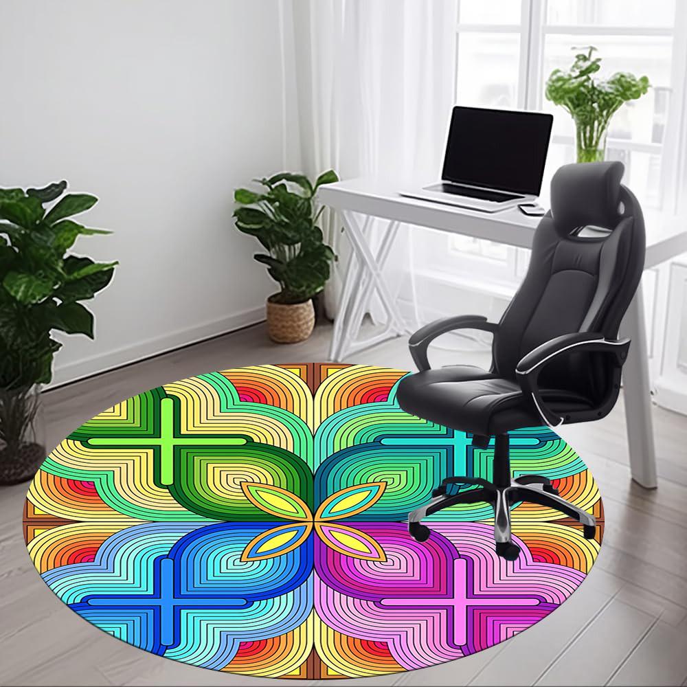 1pc Mandala Pattern Carpet for Office Non Slip, Round Carpet, Soft & Comfortable, Carpet for Office, Lightweight Round Floor Mat