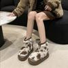 Fashion Luxury Winter Women Short Plush Warm Snow Boots Casual Shoes New Leopard Print Soft Cute Ankle Boots Flats Platform Ladies Shoes