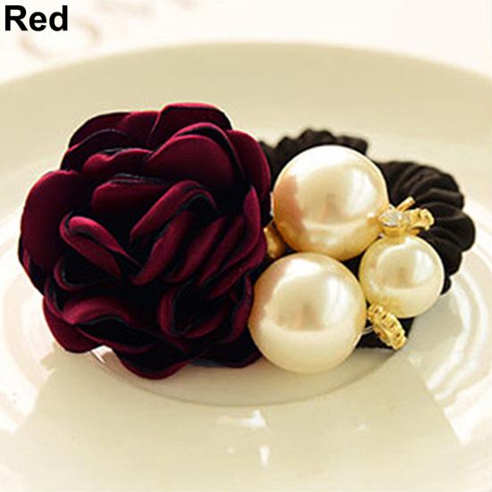 

Леди Девушка Шикарный Сладкий Цветок Розы Повязка Для Волос Из Искусственного Жемчуга Держатель Для Хвоста Повязка Для Волос красный