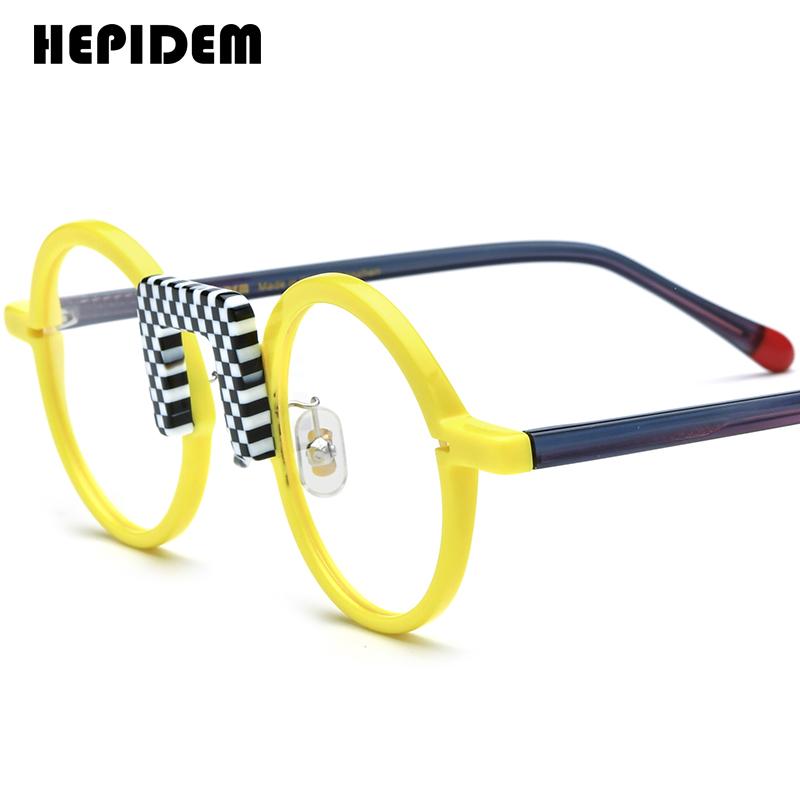 FONEX HEPIDEM Acetate Eyeglasses Frame Men New Round Brand Design Glasses Women Retro Vintage Eyewear Japanese Spectacles 9356