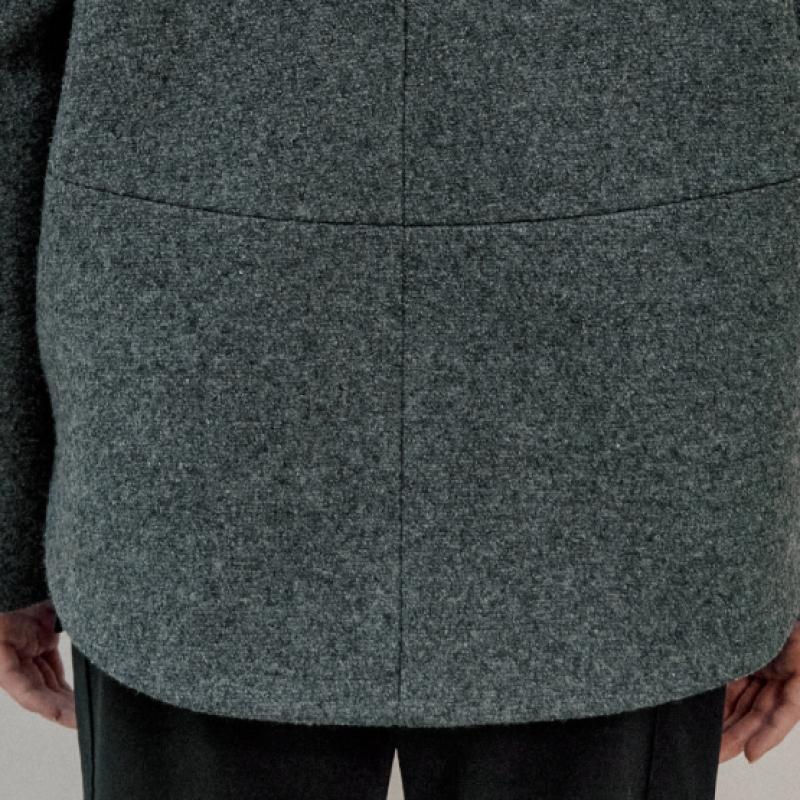 Wool Blend Drop Shoulder Stand Collar Cropped Jacket Cd01qj300on