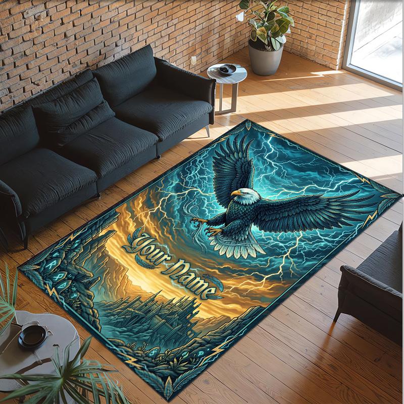 Birds Theme Crystal Velvet Floor Rug Personalized Custom Name Text Warm Carpet Home Decoration