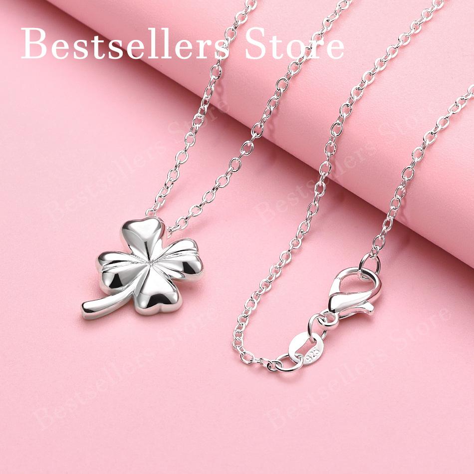 925 sterling silver 16-30 inch exquisite clover pendant necklace for women s fashion wedding accessories jewelry 60cm