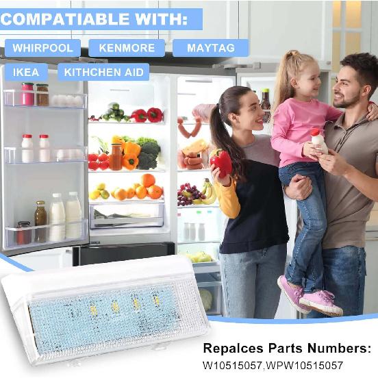 W10515057 Refrigerator LED Light Compatible with Whirlpool WRS325FDAM04 Light, WPW10515057 Light for Kenmore, Maytag Freezer, Replaces WPW10515057