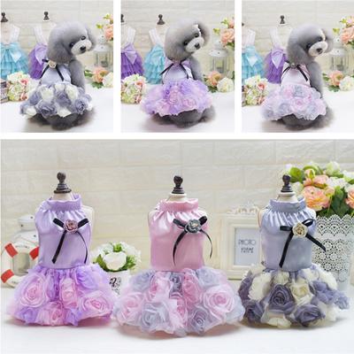 Pet Dog Bottoming Rose Print Dress Clothes Lace Breathable Dress