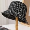 Casual Versatile Woolen Women's Autumn and Winter New Windproof Bucket Hat Fashionable Plaid Big Head Circumference Showing Washbasin Hat