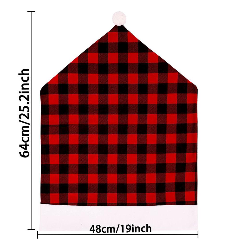 Christmas Buffalo Plaid Chair Back Covers Protective Fabric Covers for Dining Chairs Suitable for Home and Restaurant