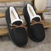 Couple Solid Color Slip On Loafers with Warm Plush Lining Comfortable Non-Slip Rubber Sole Durable House Shoes
