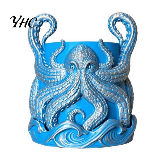 Environmentally Friendly Plant Holder 3D Printed Octopus Planter, Artistic Coastal Pot, Decorative Sun Resistant Garden Ornament Container for Cactus,