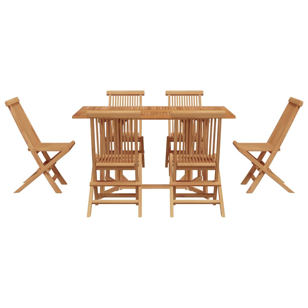 Garden Dining Set 7 pcs Brown Solid Wood Teak