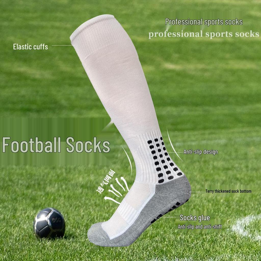 Chaussettes de football respirantes anti-friction avec grip antidérapant
