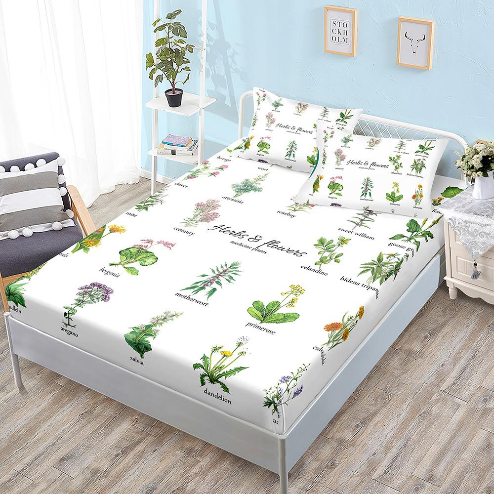 Simple Wind Dinosaur Butterfly Three-Piece Mattress, Mattress Cover Kit, Mattress Protective Cover