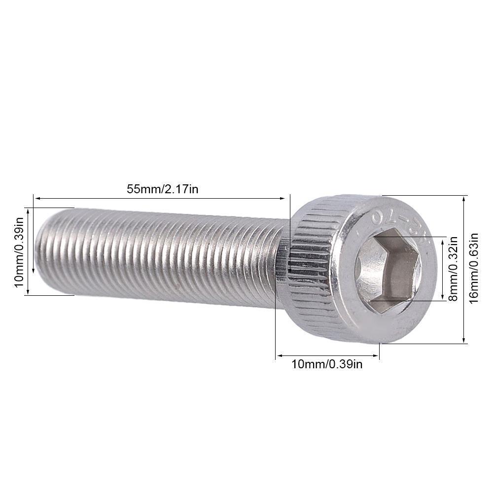 4PCS Bright Finish Hex Bolt Fine Pitch 1.25mm Machine Fastener Allen Head Bolt For Construction