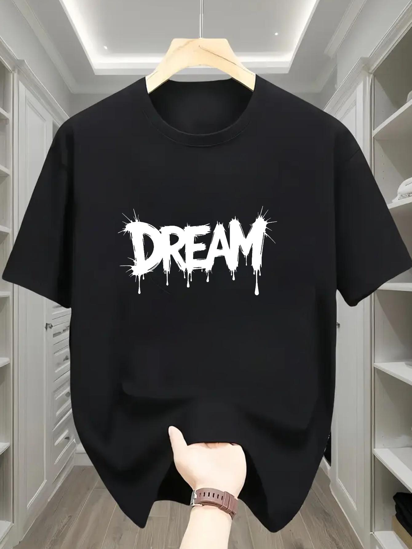 

611 Cotton Blend T-shirt - Summer Casual & Sports Wear with Bold Dripping DREAM Graphic Print XXXL