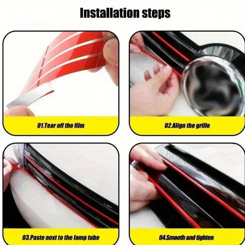 Reflektierender Streifen Autoaufkleber, Auto Frontgrill Rot Wasserdicht Autozubehör, Auto Außenteile