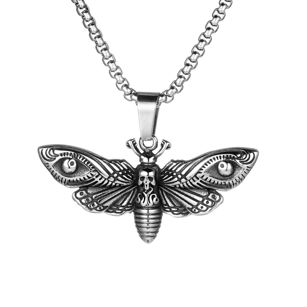 New Skeleton Moth Titanium Steel Necklace Fashion Accessories Men's Hip Hop Necklace