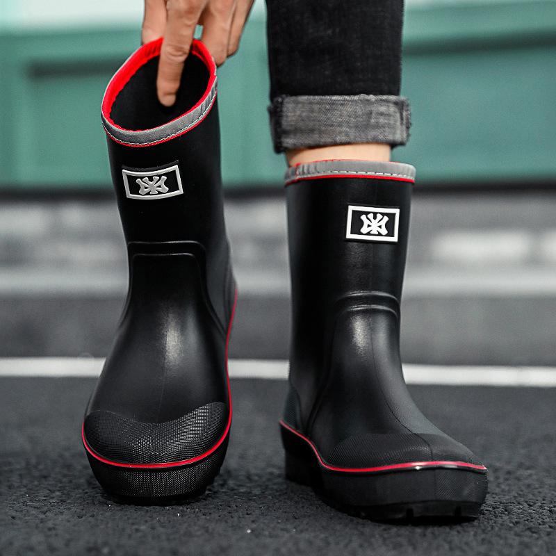 

Модная универсальная мужская водонепроницаемая обувь для дождя, износостойкая и нескользящая, для рыбалки, водных видов спорта, мойки автомобилей, кемпинга, ходьбы по воде, резиновая обувь 40