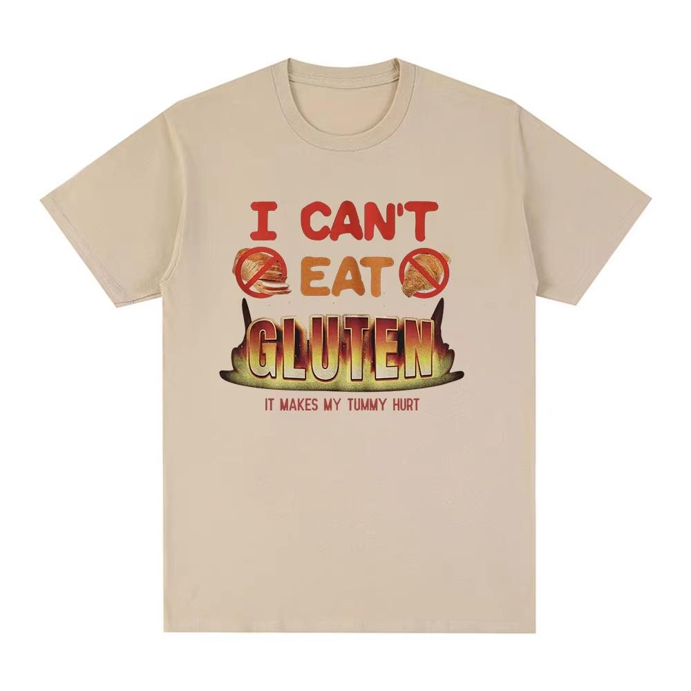 Ich kann kein Gluten essen, das macht mir Bauchschmerzen Meme T-Shirts Intoleranz Männer Frauen Baumwolle Lässig Rundhals Oversize T-Shirts Streetwear
