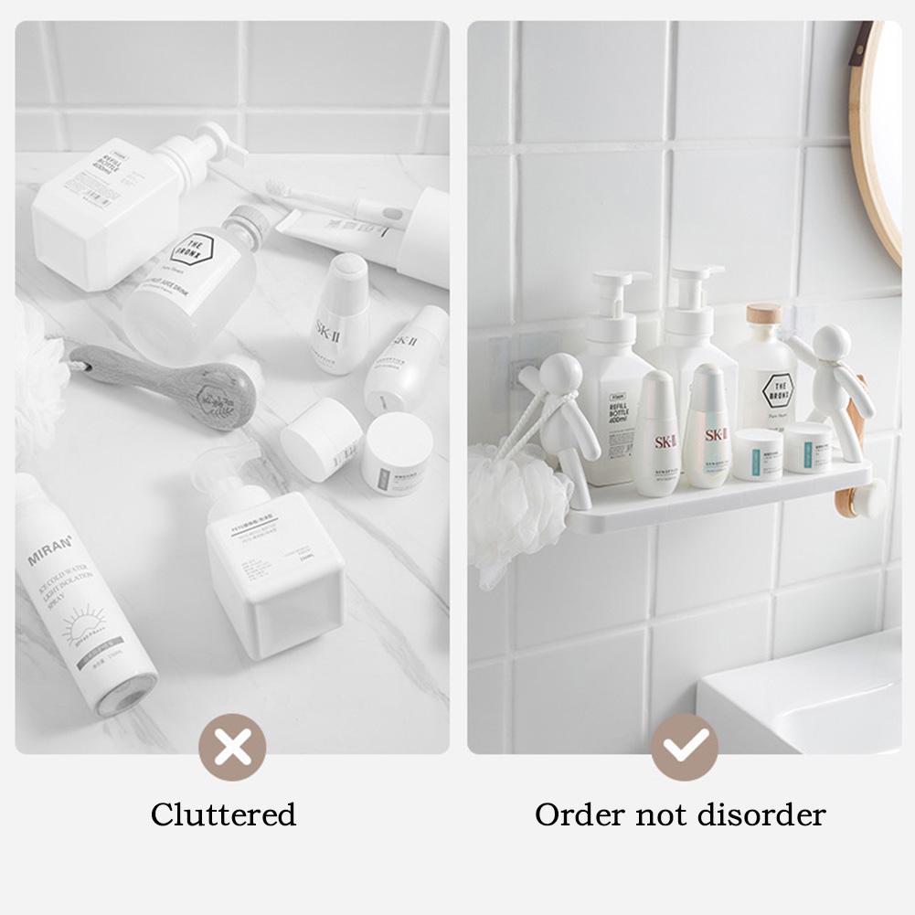 Creative Storage Rack No Drilling Funny Storage Board Self-Adhesive Wall-Mounted Organizer Toilet Bathroom Cosmetics Storage Rack