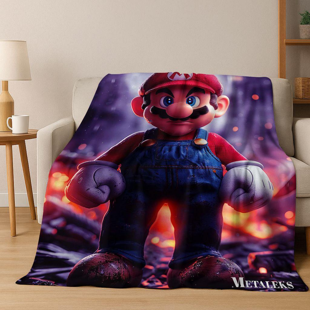 26 Style Mario Cartoon Gift Flannel Blanket,Warm and Cozy Soft Throw Blanket for Home Bedroom Bed Sofa Travel Picnic Cover Kids