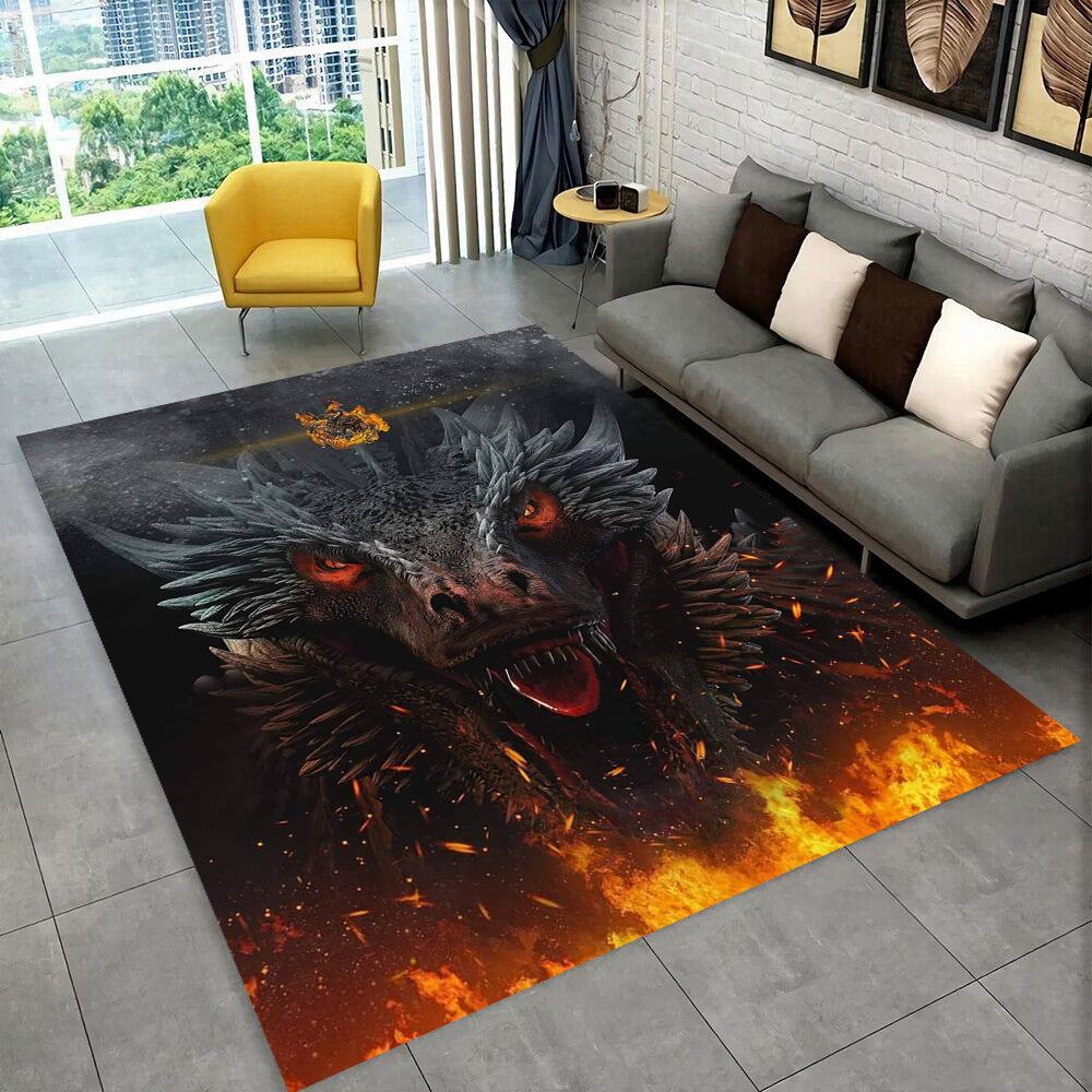 Tappeto Area Tappeto Tappeto TV Film House of The Dragon per Casa Soggiorno Camera da Letto Divano Zerbino Decorazioni, Tappetino Antiscivolo per Giochi Bambini 3D