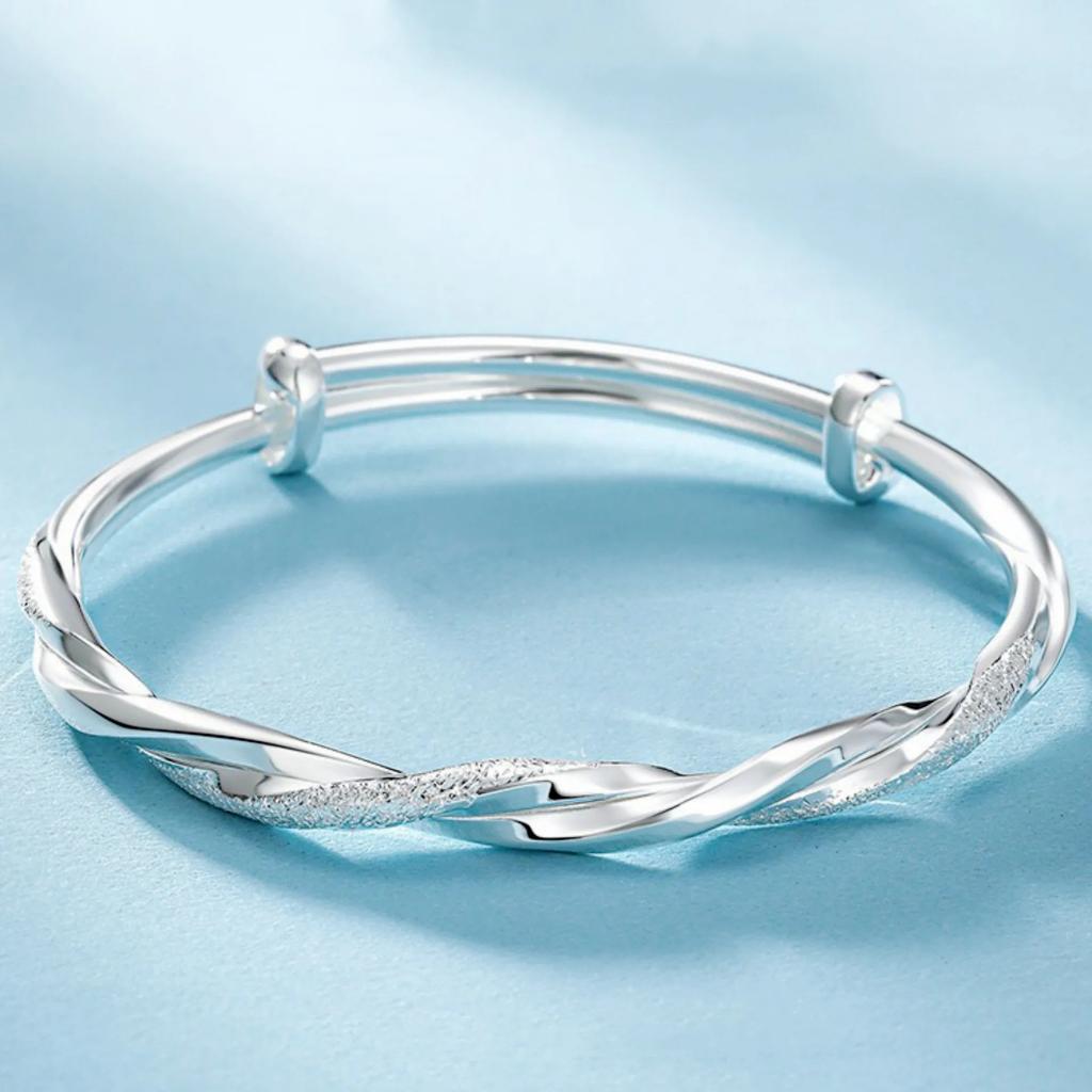 925 Silver Flower Bracelet For Women Original Texture Adjustable Solid Bracelets Light Luxury Party Jewelry
