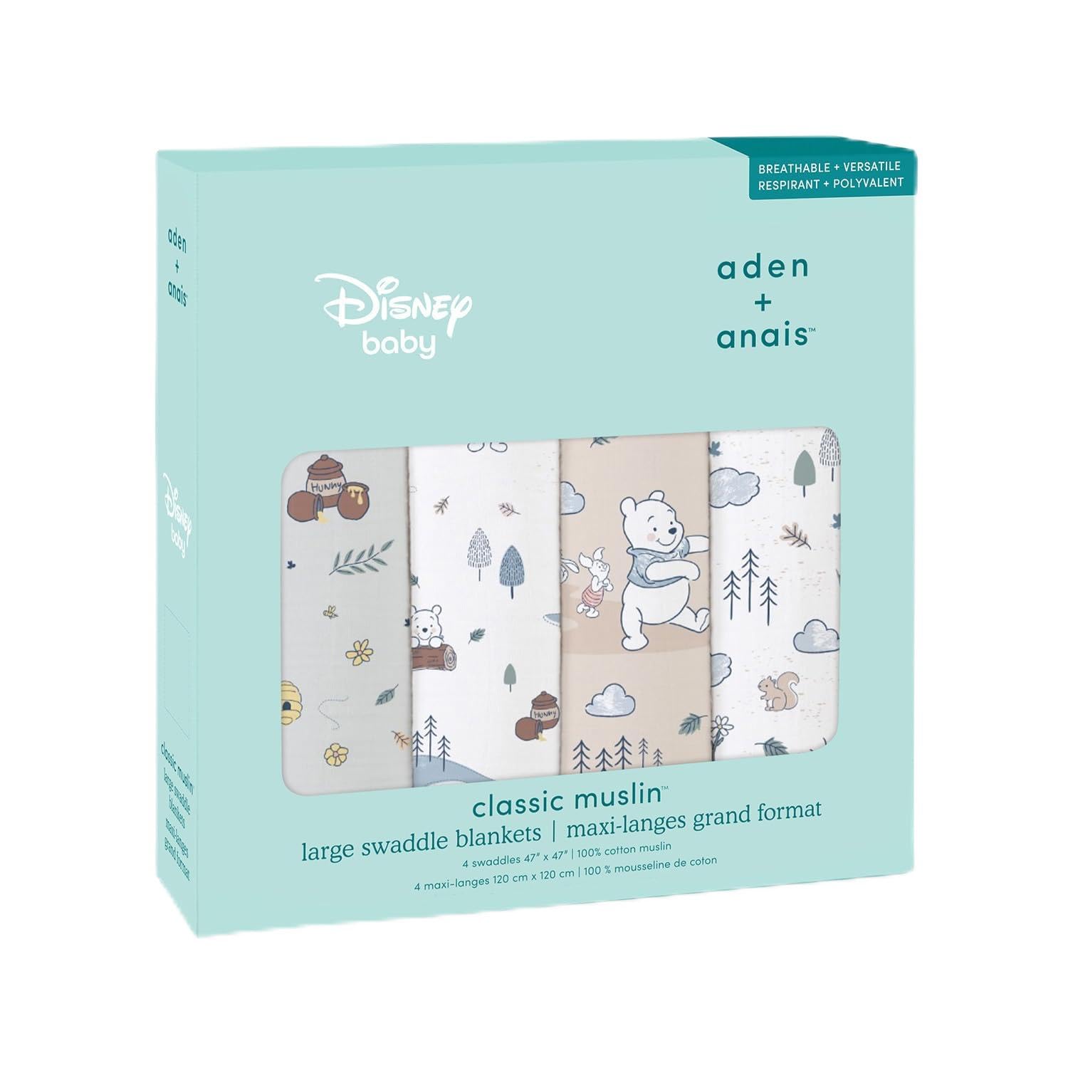 

aden anais aden and anais Winnie the Pooh Honey Time Пеленка 4 штуки Хлопковый муслин +