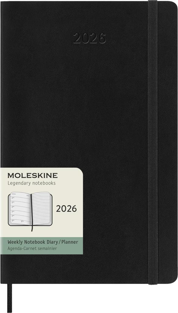 Moleskine 2026 January Weekly Large Size x Soft DSB12WN3Y26 Planner, Start, 12-Month Diary, (13cm 21cm), Cover, Black,