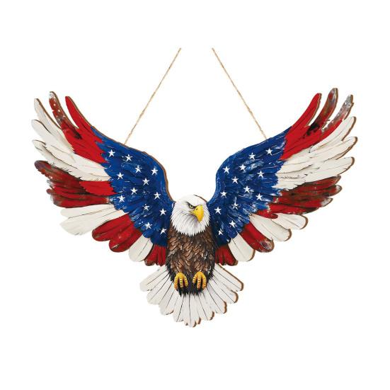 4th of July Patriotic Eagle Wreath Wooden American Eagle Door Hanger Vintage