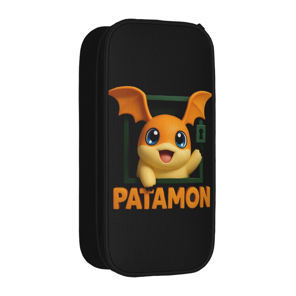 Fun Digimon Patamon Pencil Case Pencil Pouch Pen Holder for Student Big Capacity Bag Students School Zipper Stationery