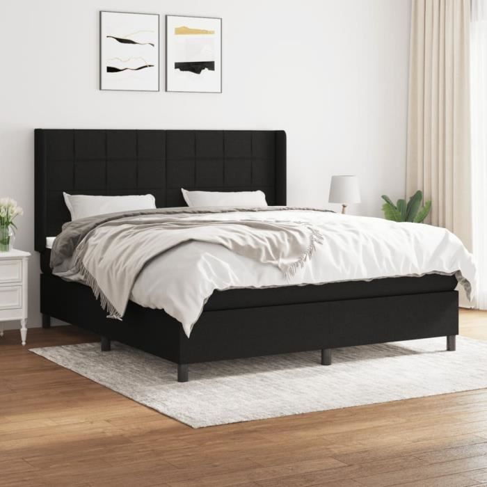 3131451 vidaXL Divan Bed with Mattress Black 180x200 Cm Fabric