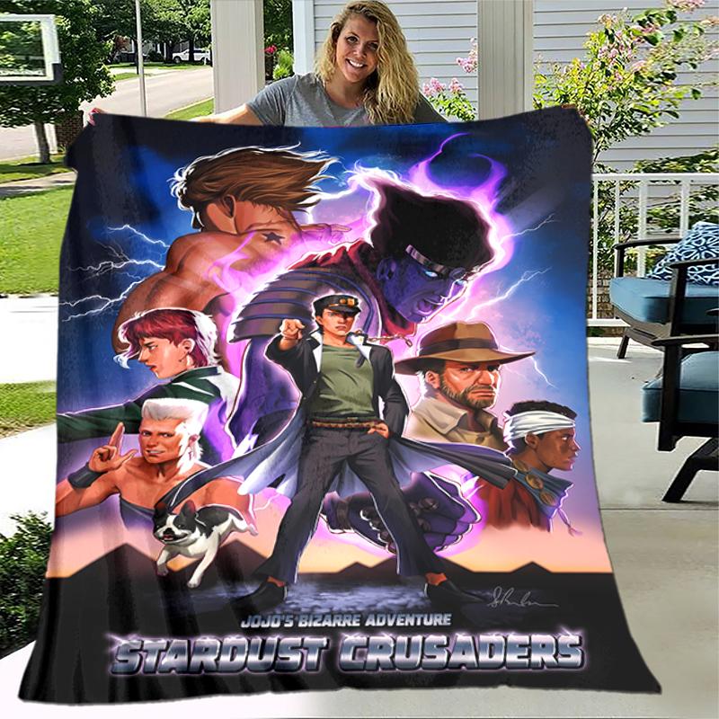 1pc Blanket JoJo's Bizarre Adventure3 Print Design, Lightweight Blanket for Sofa, Bed- Soft &Warm, Gift for All Seasons like Christmas, Halloween