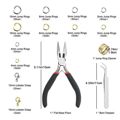 1200 Pcs Gold Silver Open Jump Ring and Lobster Clasp Jewelry Accessory Set with Pliers