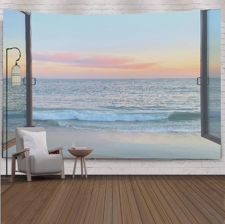 

Горный пейзаж за окном, подвесная ткань, украшение на стену дома, гобелен, гобелен для офиса, гостиной 150x100cm