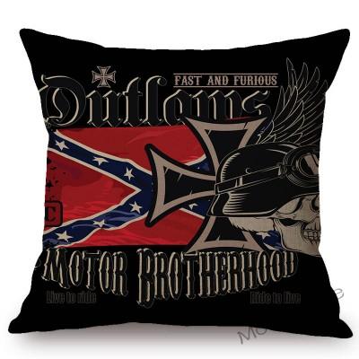Motorcycle Art Biker Club Decoration Throw Pillow Case Us Retro Letter Print Free Spirit Motorbike Cotton Linen Cushion Cover
