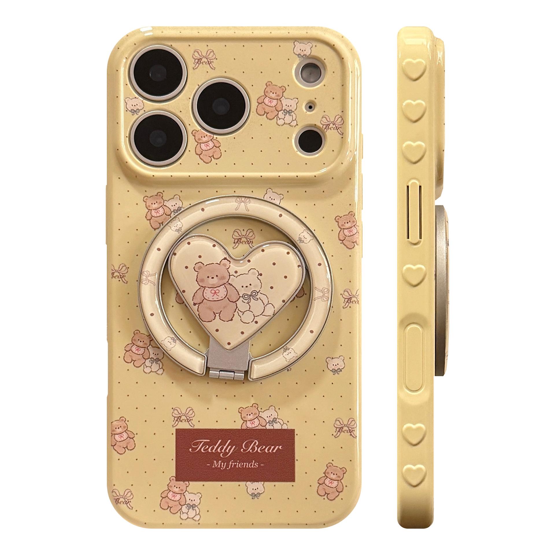 Милый Чехол-Подставка с Медведем для iPhone 16, iPhone 17, iPhone 17 Pro Max iPhone 11