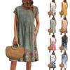 Women's Summer Fashion Casual Round Neck Short Sleeve Floral Print Dress
