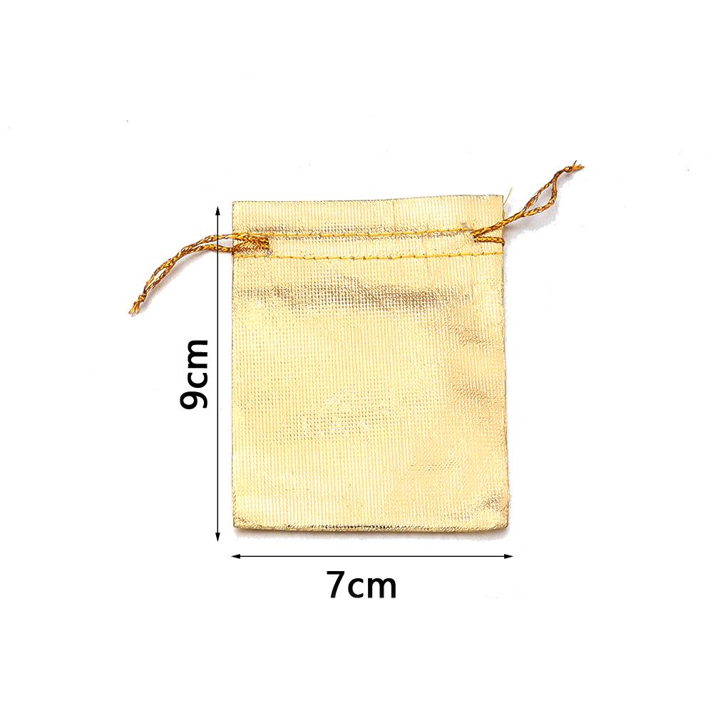 5-10Pcs Silver/Gold Foil Cloth Drawstring Bags Jewelry Gift Bags Candy Beads Bracelet Packing Pouch For Wedding Gift Storage Bag