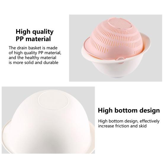 Drain Basket 360 Degree Free Rotation Detachable Double Layer Fruit Vegetable Drain Colander for Home