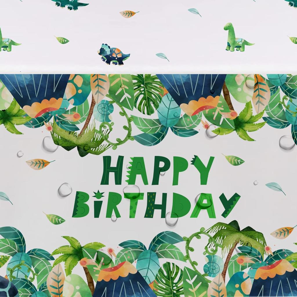 Dinosaur Birthday Party Supplies Tablecloth, Disposable Dinosaur Party Tablecover Decorations, Dino Theme Table Decorations for 1st 2nd 3rd Birthday,