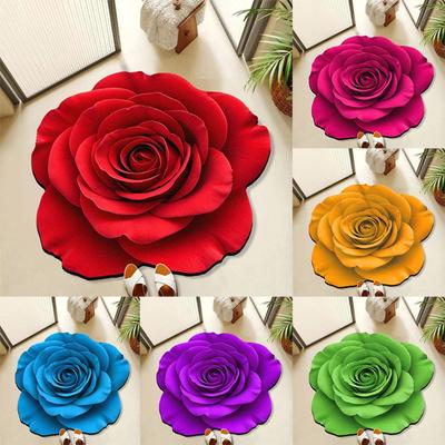 Special-shaped Flower Carpet Non-slip Water-absorbent Rose Floor Mat Algae Mud Soft Bathroom Floor Mat for Bedside Cloakroom