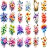 12pcs Temporary Tattoo Colorful Bouquet Temporary Tattoo Stickers Floral Designs Butterfly Illustrations Mixed Flower For