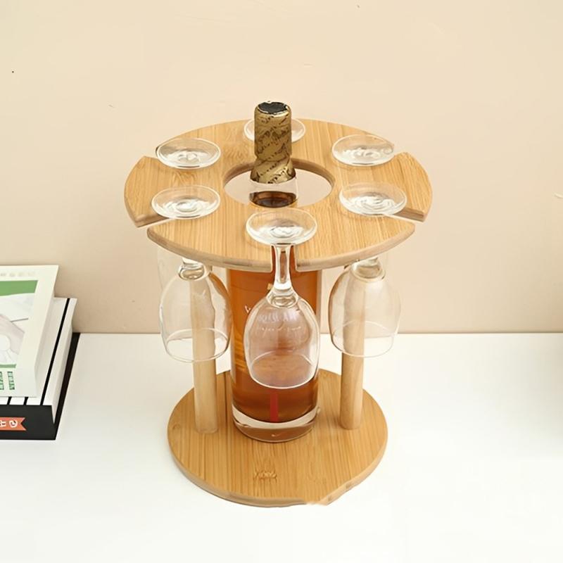 Bamboo Wine Glass Rack - Hanging Shelf Organizer For Home Bar Restaurant