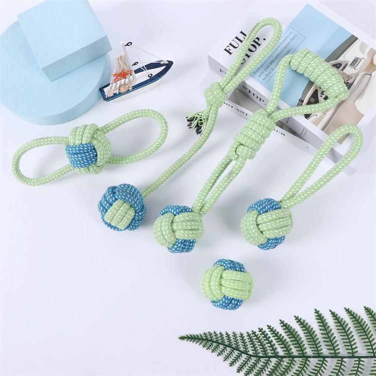 Kjæledyr Interaktiv Bomullstau Biteleke Ball med Dobbel Trekknute for Hunder