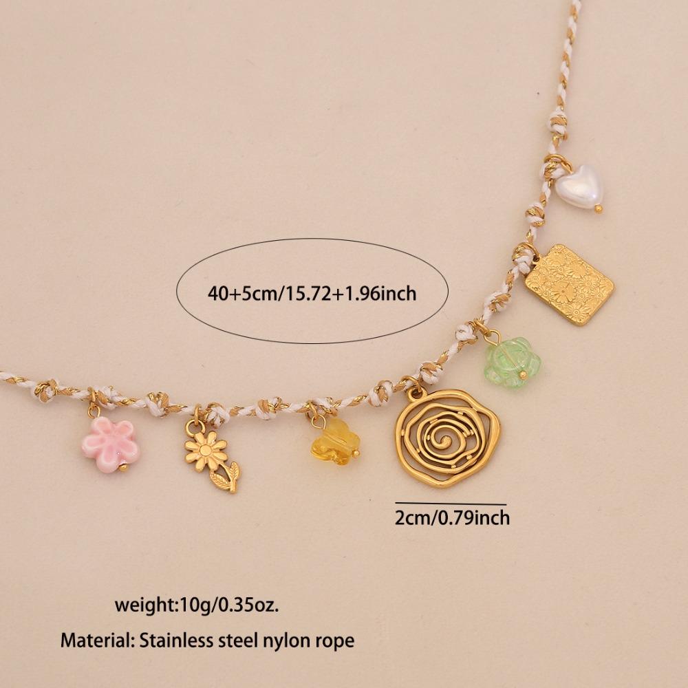 Knotting Rope Shell Pendant Necklace Ocean Series Clavicle Necklace Starfish Necklace  Summer