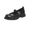 Leather Women's Buckle Flat Casual Shoes Women's Solid Color Mary Jane Women's Shoes