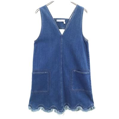 SEE BY CHLOE Made In Italy No Sleeve Denim One Piece 38 Blue Women Used