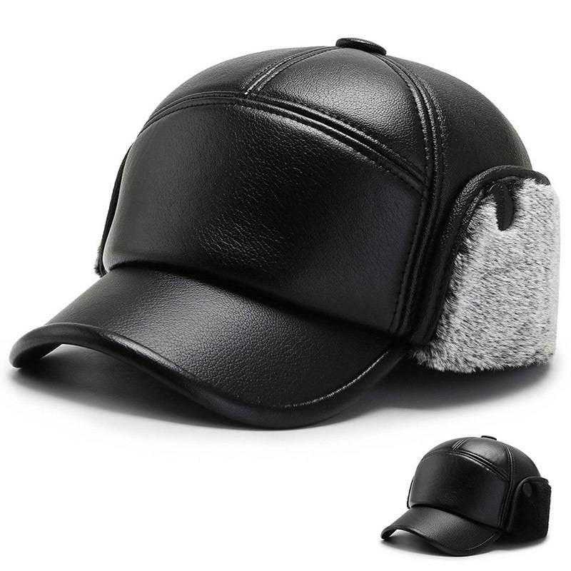 Ushanka Hat Plush Pu Leather Cap Winter Outdoor Warmth Ear Gifts Protection