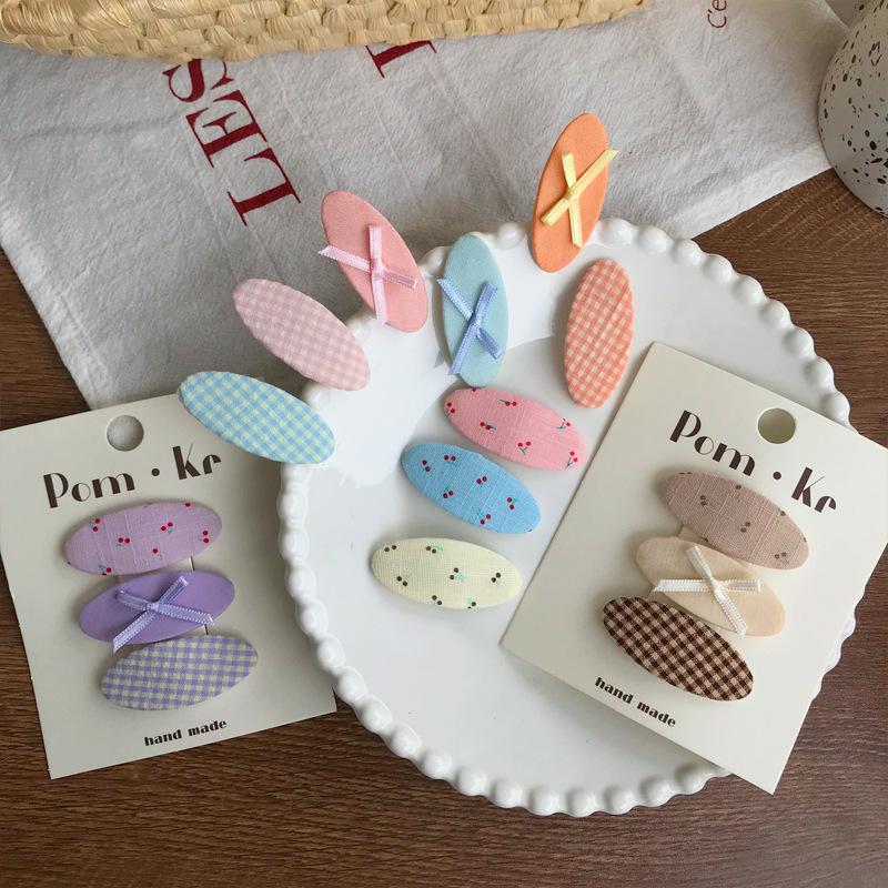 Adorable Oval Plaid Floral Hair Clip for Kids – Versatile Hairpin for Bangs and Frizziness