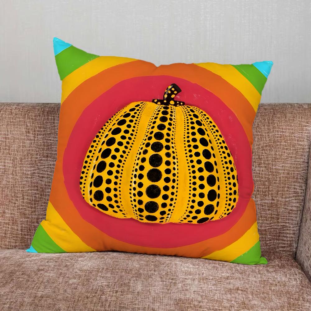 Pumpkin Yayoi Kusama Art Pillow Case For Home Bedroom Car Office Decoration Living Room Sofa Cushion Cover Suitable